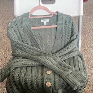 Cozy Olive Green Cardigan Sweater